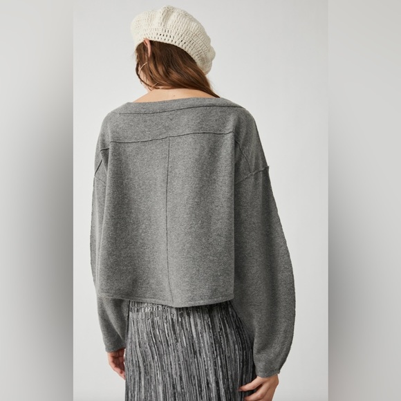 NWT FREE PEOPLE Jamie Pullover Sweater In Dark Heather Gray MSRP $148 Size S - Picture 2 of 11